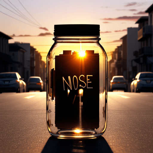 AI generated: An empty transparent jar in the middle of an empty street labeled "Nothing Inside! - 0" takes up 60%...