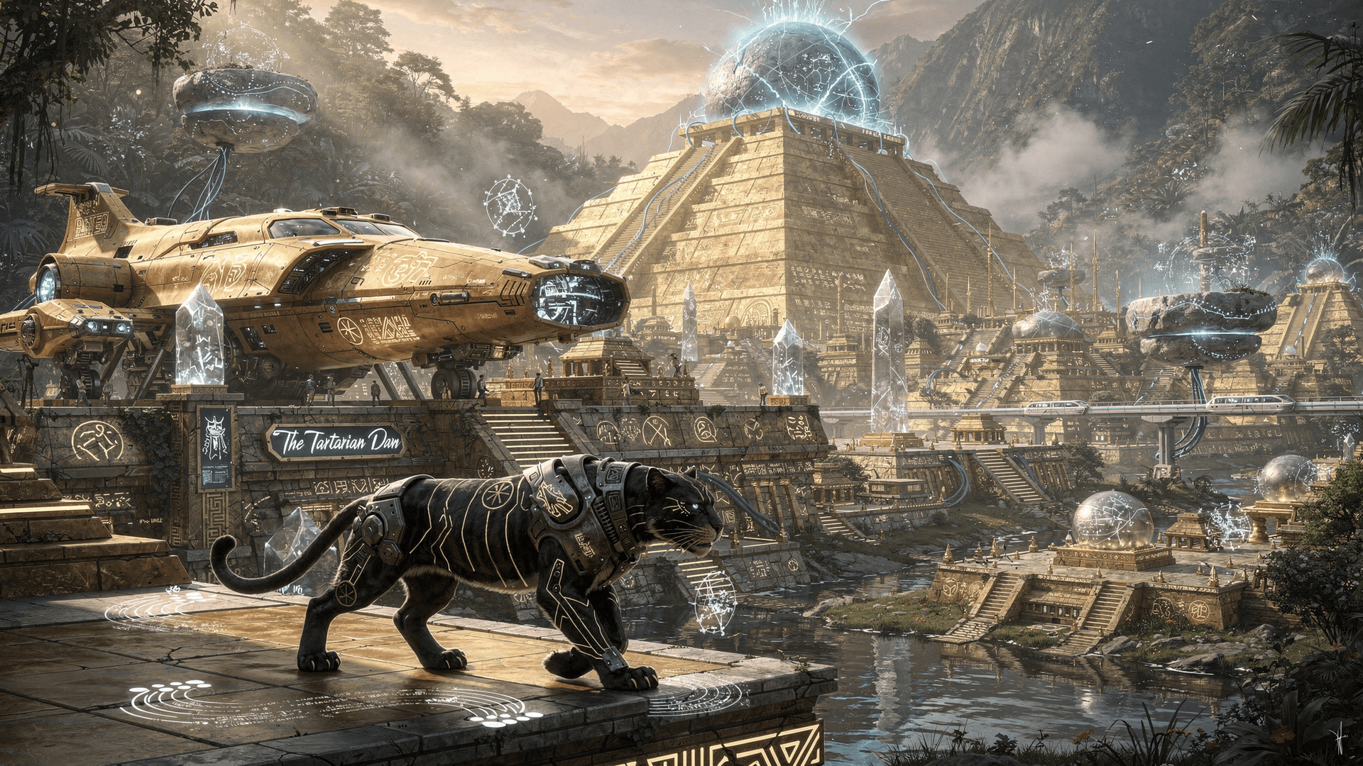 AI generated: The Tartarian Dawn: Inca Jaguars at the Transolar Depot

Core Scene & Composition:

cinematic wide-a...