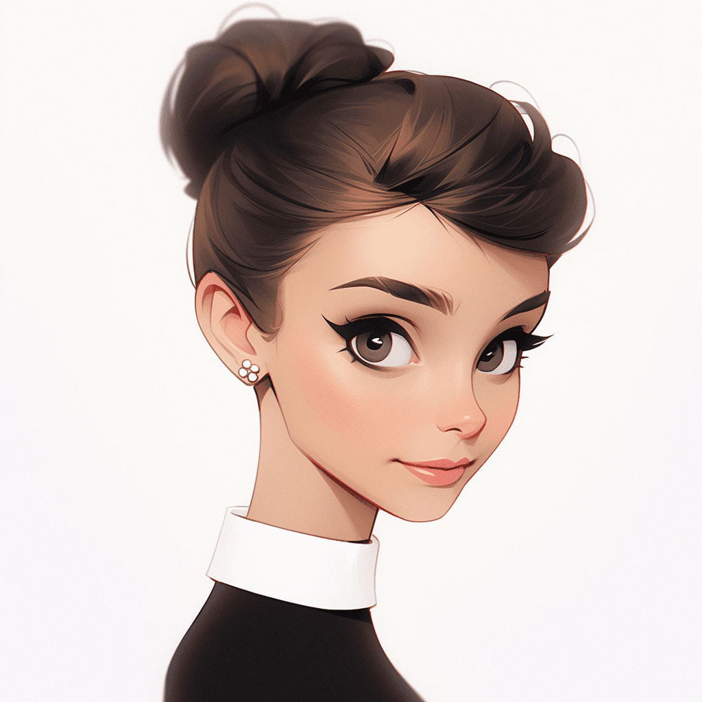 AI generated: Audrey Hepburn caricature  --niji 5