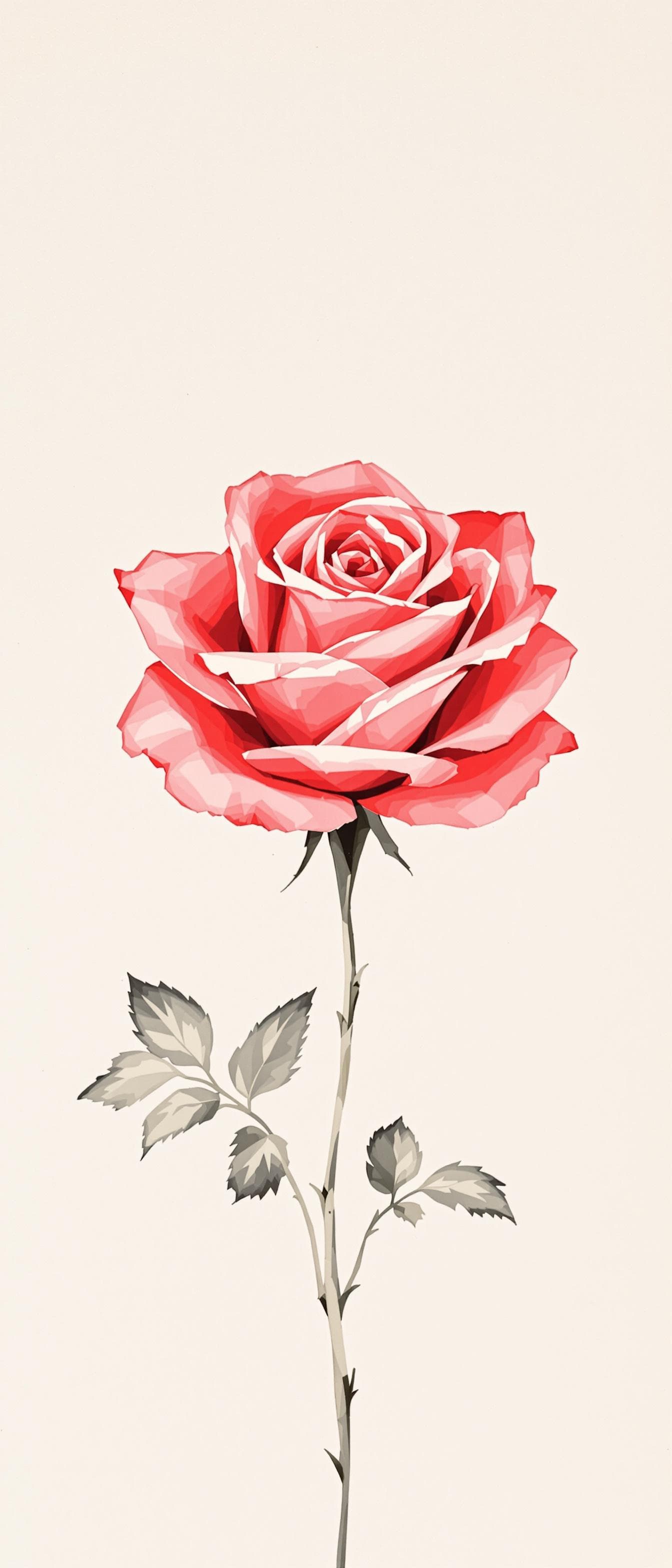 AI generated: red rose on an off-white background, in the style of watercolor illustrations --ar 1:2 --stylize 750