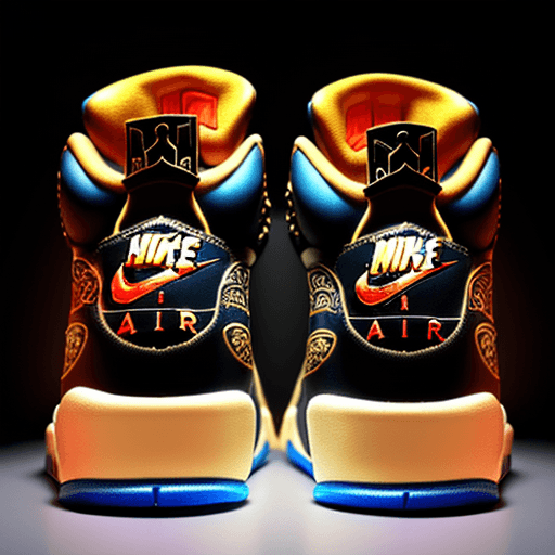 AI generated: 3d physical Nike Air Jordans inspired by Inca's ornament, intricate details, background is Inca's de...