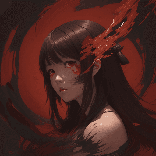 AI generated: an image with a character on an island, in the style of kawacy, dark bronze and red, luminous brushw...