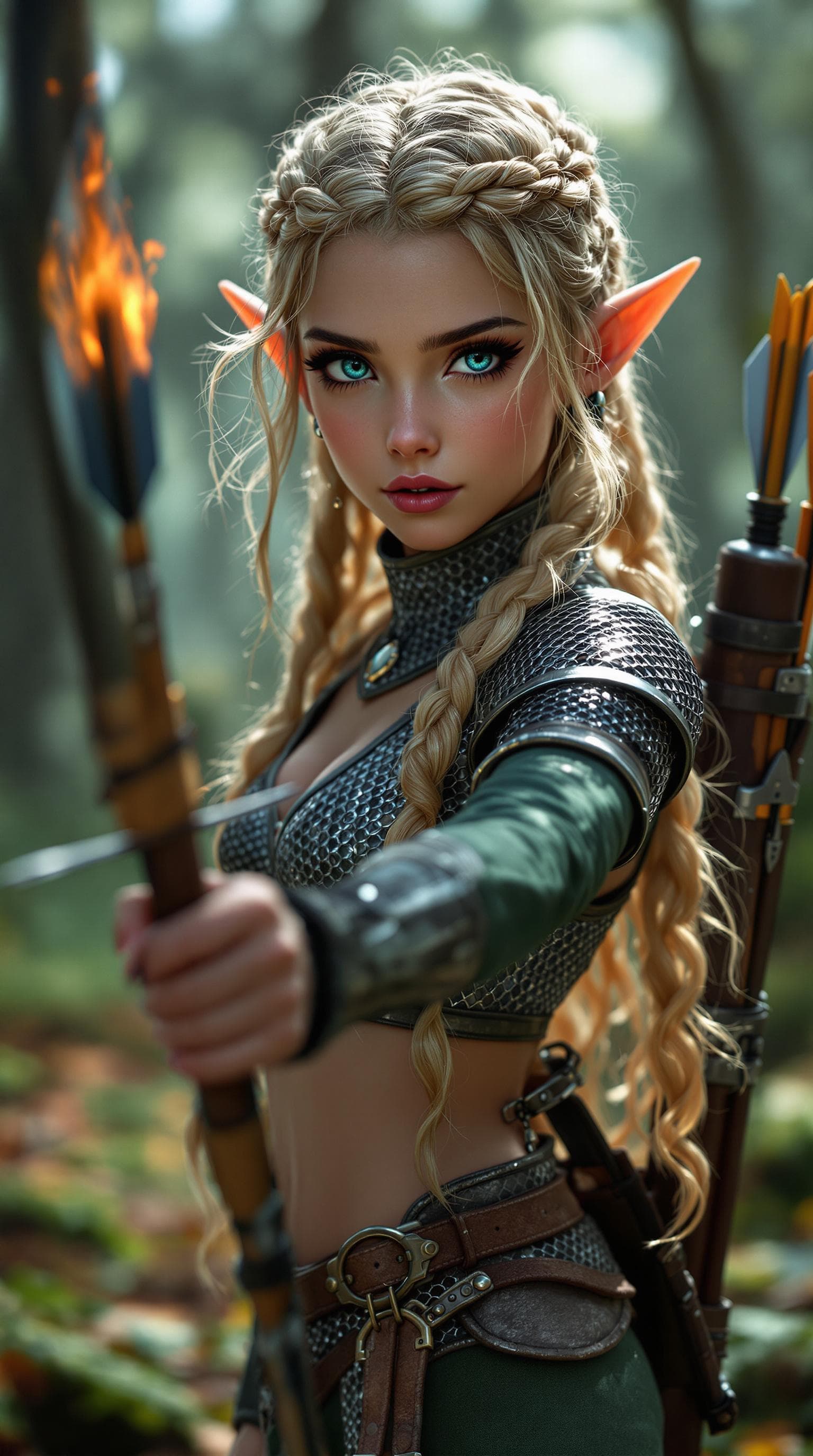 AI generated: A professional photograph of most beautiful girl in the world, a second-grade short-eared elf, captu...
