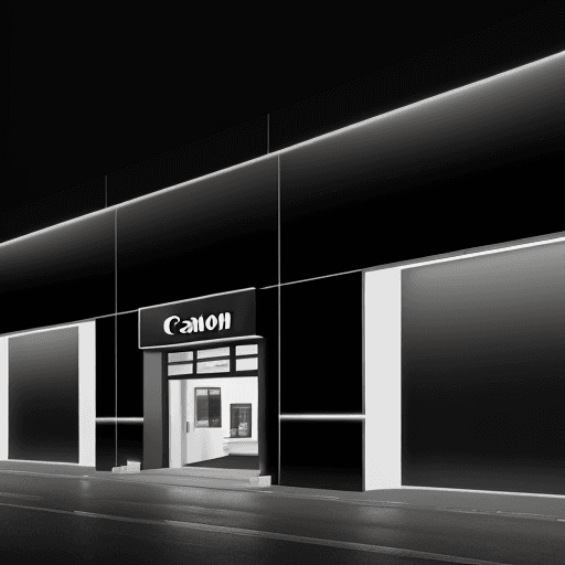AI generated: photorealistic, canon EOS 5d, minimalistic retail shop facede design, black semi glossy color on fac...