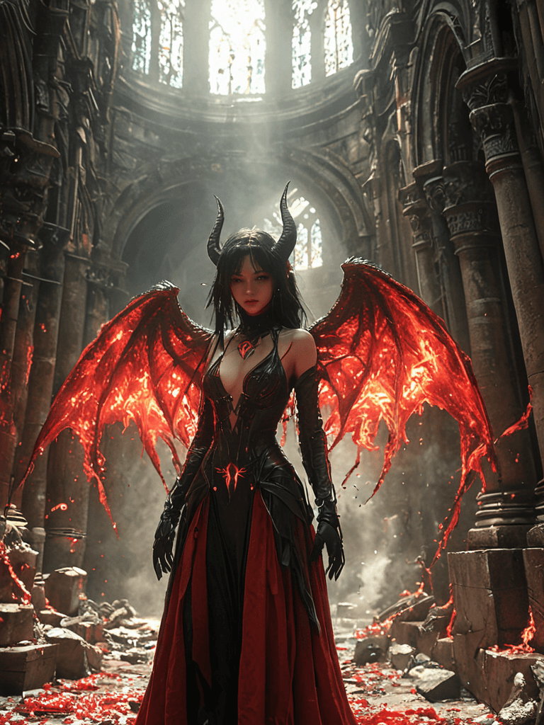 AI generated: realistic,highres,reality,<lora:FantasyWizardWitchesXLV3:1>,hkmagic, Underworld metropolis, demon ma...