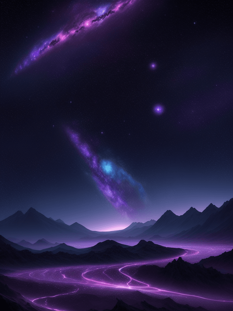AI generated: A vast and stunning celestial landscape, glowing stars and nebulae swirling across the night sky, mo...