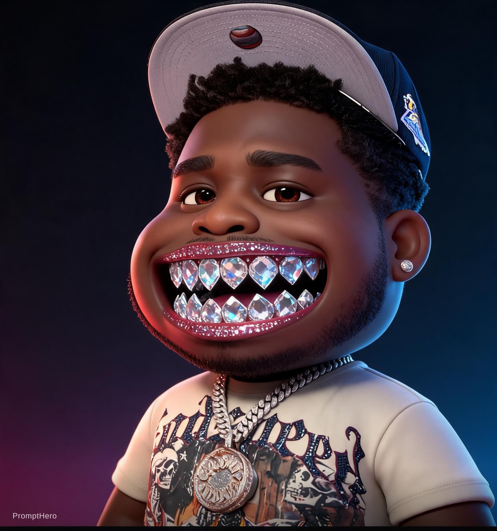 AI generated: Cash Cobain realistic Chibi 

"Ultra-detailed 3D cinematic rendering of an open mouth with sharp, ja...