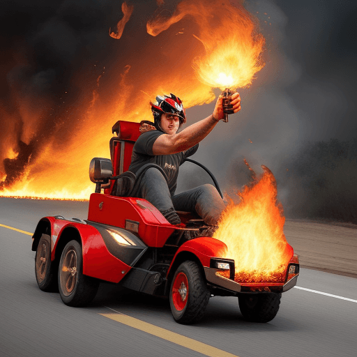 AI generated: a cool big motlebike driving throw fire,