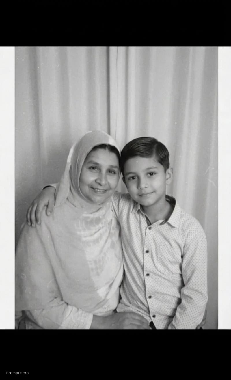 AI generated: Mother and her ten-year-old son 