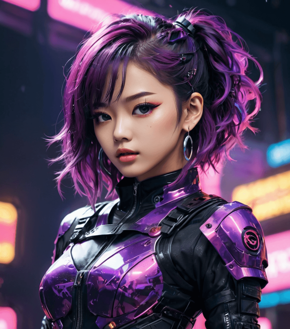 AI generated: neonpunk style {20-year-old Japanese pop idol, on stage, lively dance, singing, cute appearance, ene...