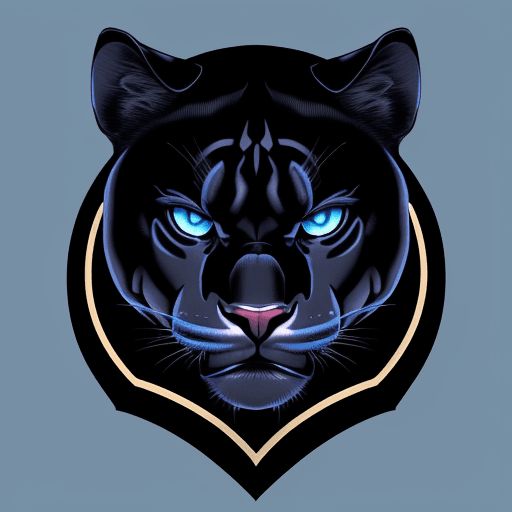 AI generated: high resolution panther face blue and black relistic drawing logo emblem 