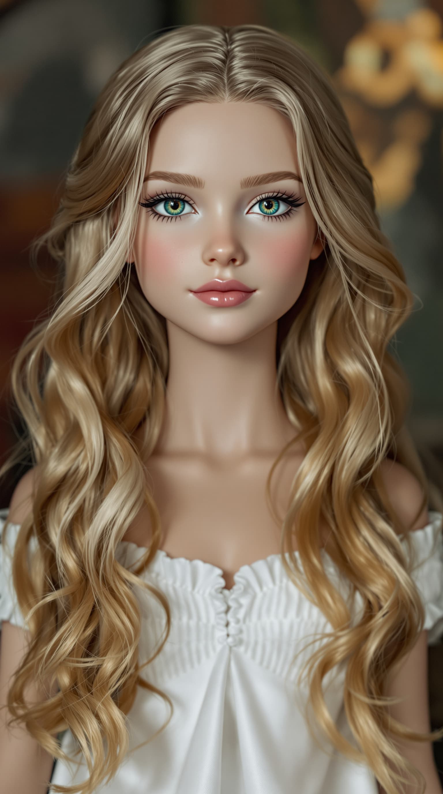 AI generated: A professional photograph showcases the most stunning porcelain figurine of Princess Charlotte at el...