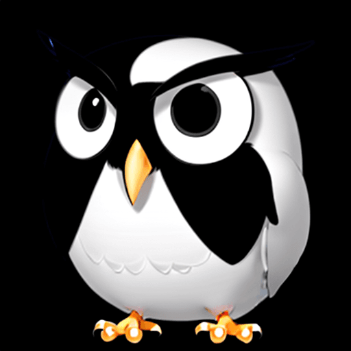 AI generated: cute pixar cartoon style, outline of a black and white owl, with a white background, full page no bo...