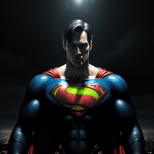 AI generated: Photo Superman, in dynamic, atmosphere of darkness and horror, dramatic light, highly detailed, pack...