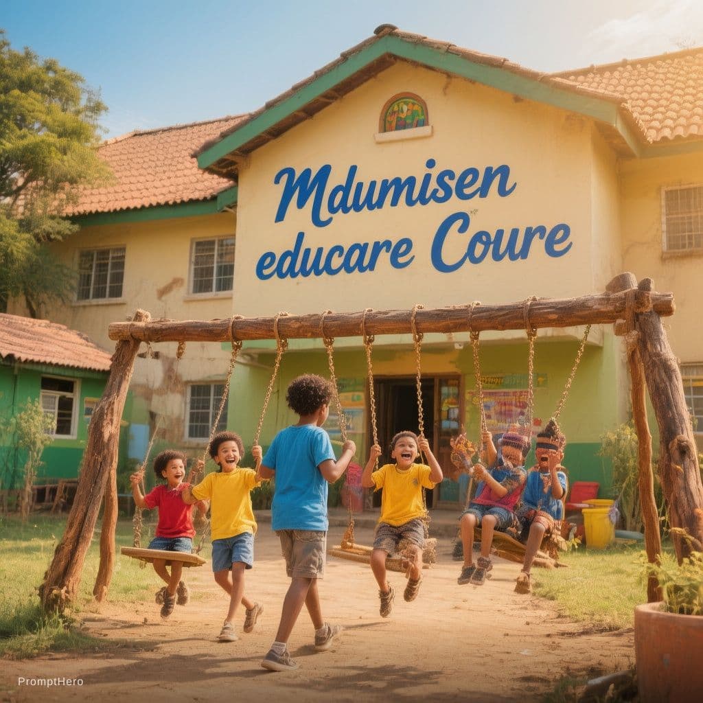 AI generated: Make a for mdumiseni educare centre education is. The key to the future with pre school cartoon kids...