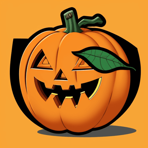 AI generated: sticker de calabaza, logo, cartoon, bonito, lineas perfectas, naranja, estilo de insignia, estampado...