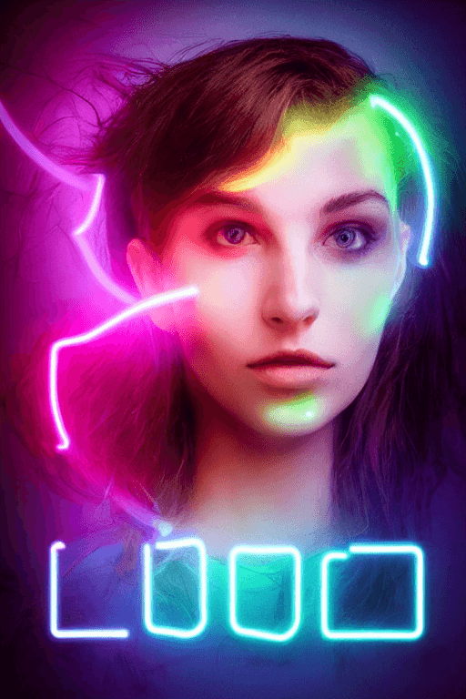 AI generated: <lora:openjourneyLora_v1:0.75>| <lora:synthwavepunkLora300:0.25>| neon light sign in design of face ...