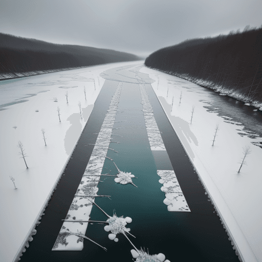 AI generated: 4,000 cranes on an icy river