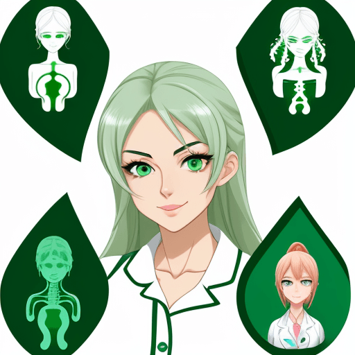 AI generated: ULTRA cute medical women, 2D, GREEN EYES, white background outline V5