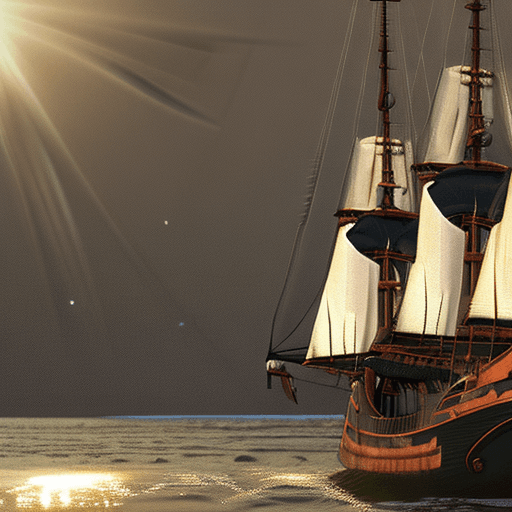 AI generated: Photo of a ultra realistic sailing ship, dramatic light, pale sunrise, cinematic lighting, battered,...