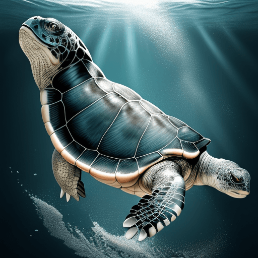 AI generated: Describe in detail the majestic sight of a leatherback sea turtle 
(Dermochelys coriacea) gracefully...