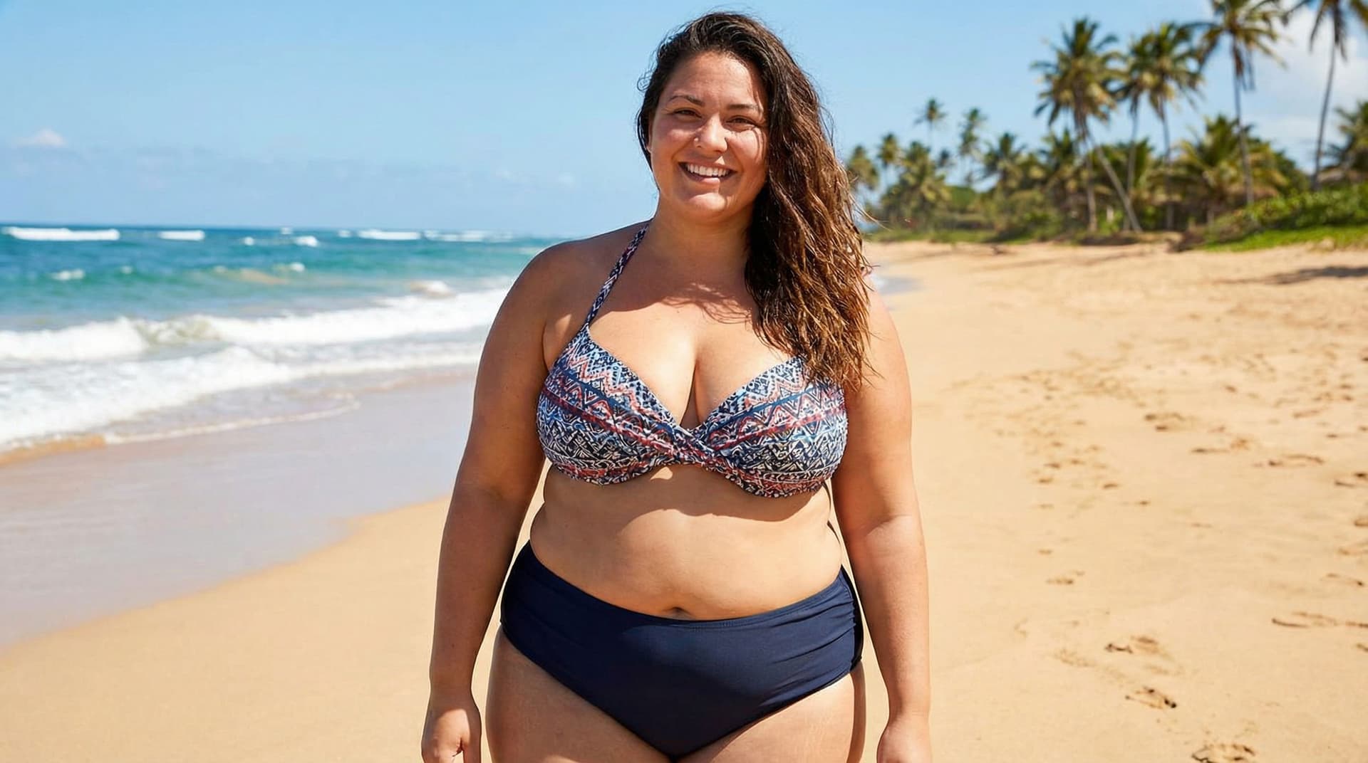 AI generated: Big boobs with bikini at the beach 
