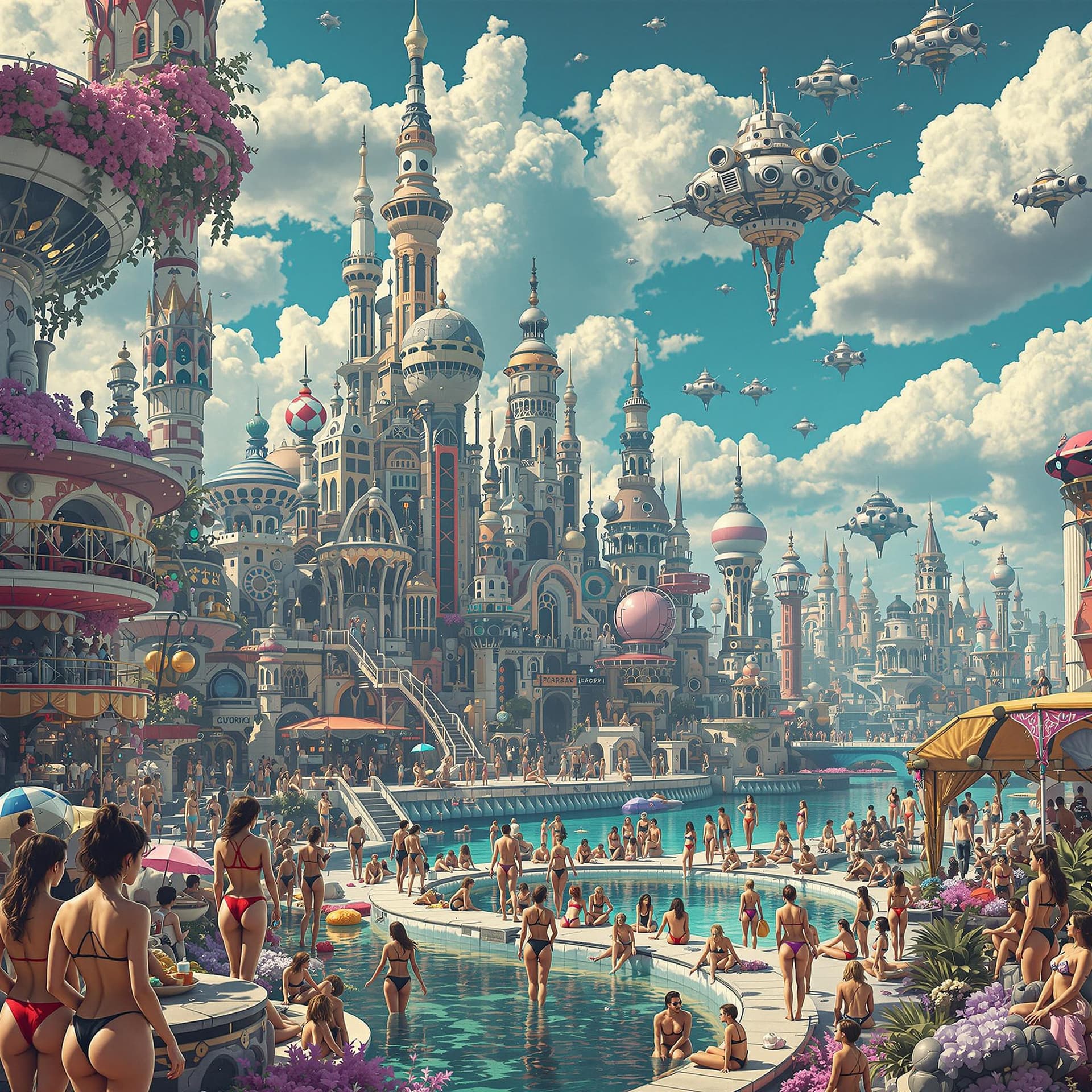 AI generated: A trippy, psychedelic, and surreal AI-created wonderland of the distant future, characterized by hyp...