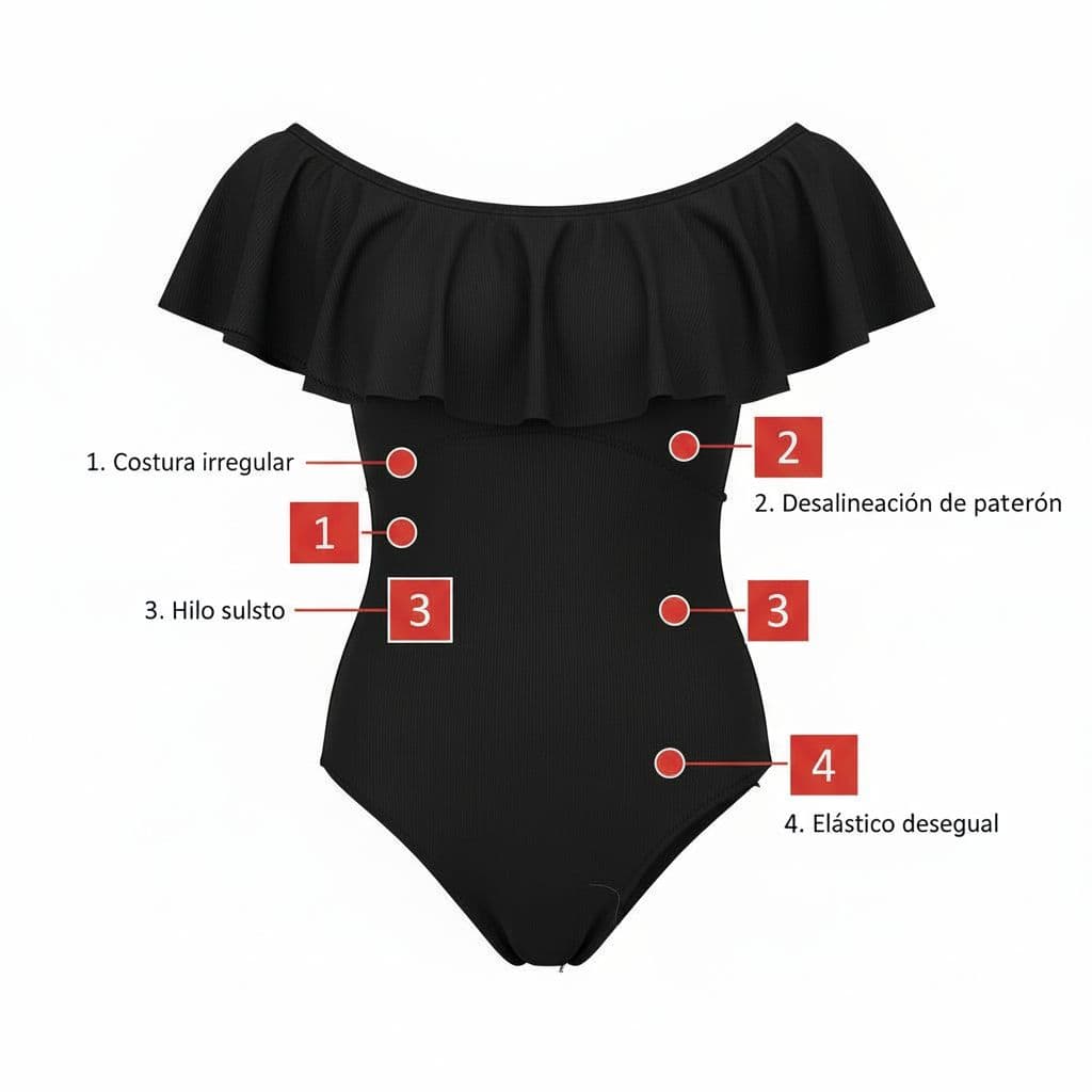 AI generated: créame una imagen de un bañador de mujer que represente una prueba de una muestra física de ese baña...