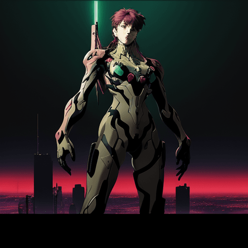 AI generated: Evangelion Unit-02 in the style of metal gear solid | yoji shinkawa | with city in the background | ...
