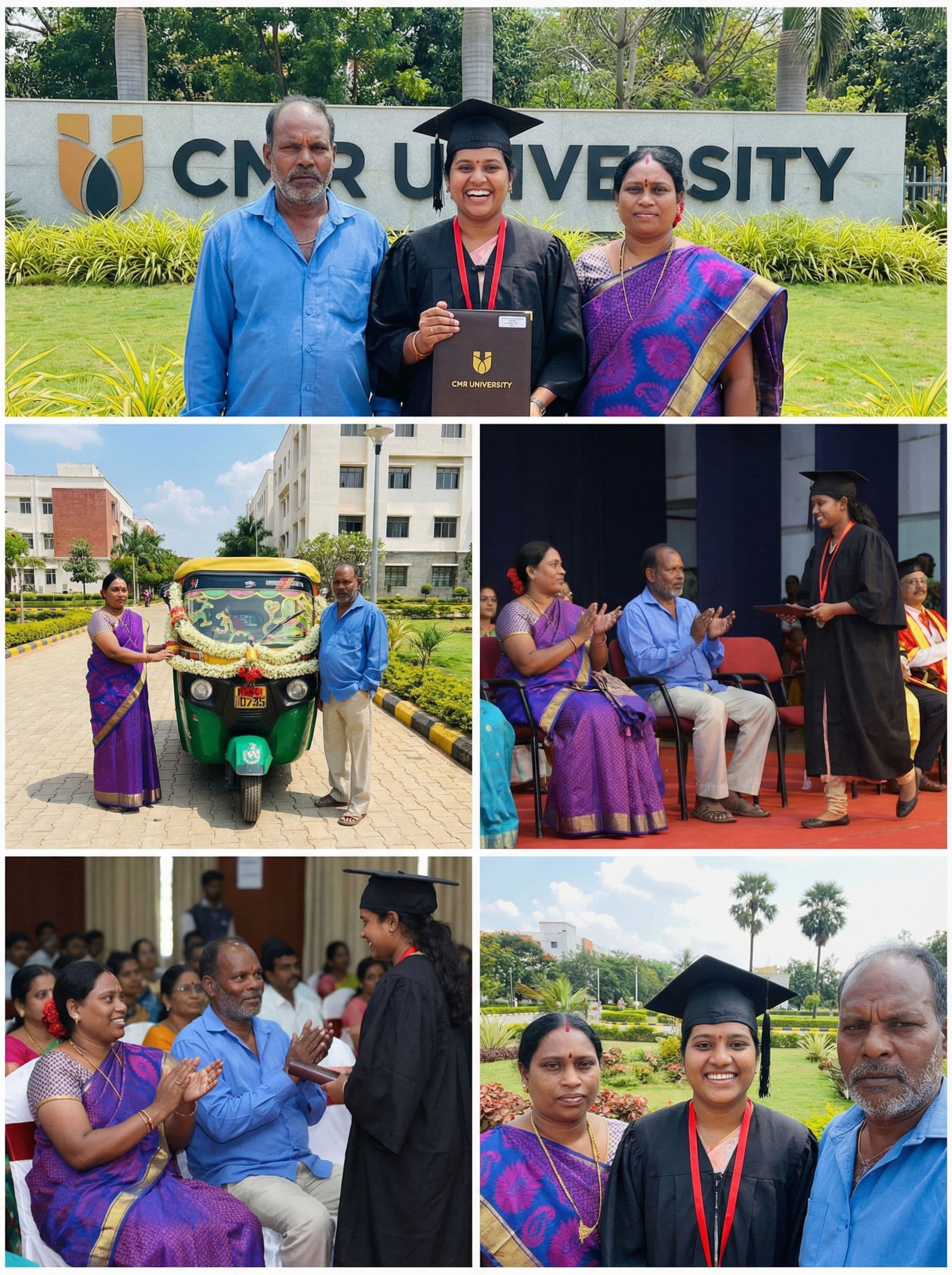 AI generated: Graduation images with my parents in cmr university