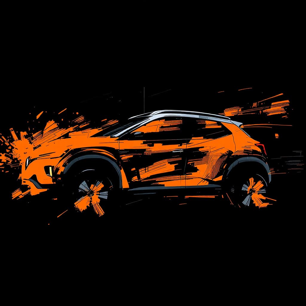 AI generated: artistic, abstract art, sweeping strong brush strokes in shades of deep orange against a solid black...