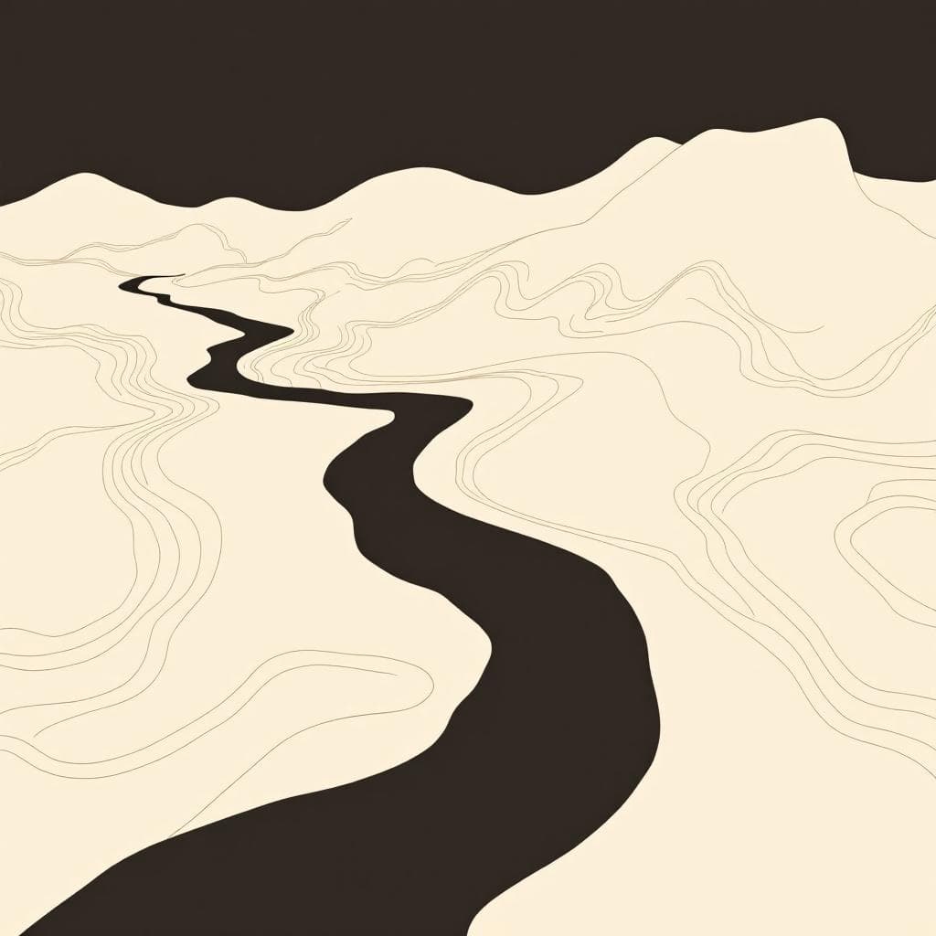 AI generated: Minimalist abstract topographic line art on a soft beige background. Smooth, flowing contour lines i...