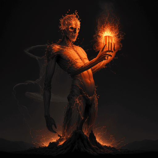 AI generated: Until the god, stripped of earthly things,
Flaming separates from man
And drinks the light air of th...
