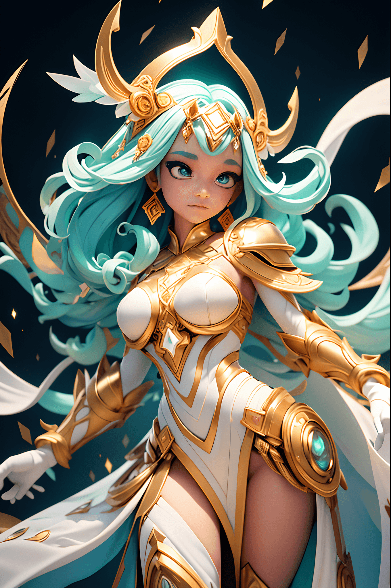 AI generated: Magical futuristic bioluminescent cybernetic android goddess aphrodite, ivory and gold, designed by ...