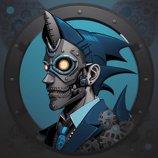 AI generated: Portrait of a shark headed businessman, steampunk, indigo blue, colorful, illustration, highly detai...