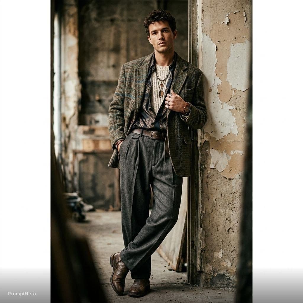AI generated: fashion editorial photograph, man, shot on a Canon EOS 5D Mark IV --chaos 75 --ar 1:2 --profile rsy6...