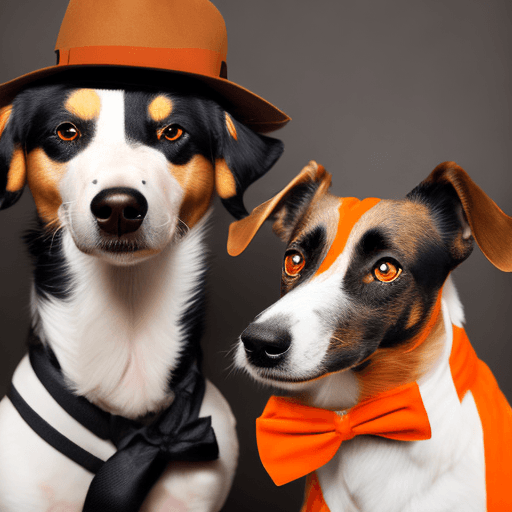 AI generated: "Generate a fun and playful image of two dogs posing with a 'gangster' vibe: one as an orangey/brown...
