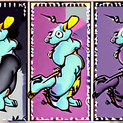 AI generated: a set of three detailed minimalism style Mewtwo in ash Ketchum's clothing evolving into a new Arthur...