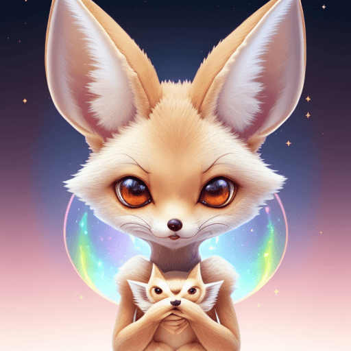 AI generated: cute fennec fox cub, perfect fox, beautiful character design, cute, beautiful perfect face, perceft ...