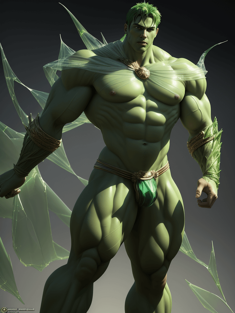 AI generated: Cell final form, spotted green complexion, big muscles and big thighs, in his thirties, He wears a t...
