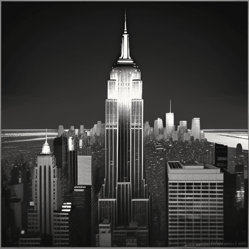 AI generated: Empire State Building, New York Collage Art, Abstract New York Art Print, Black and White Architectu...