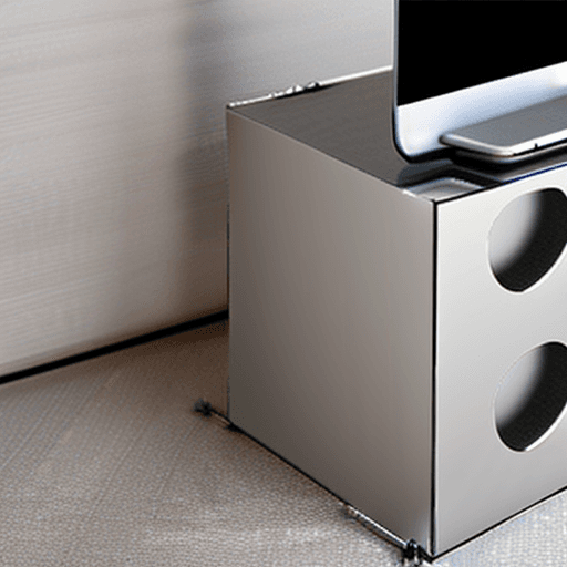 AI generated: Design an silver mobile stand that looks modern