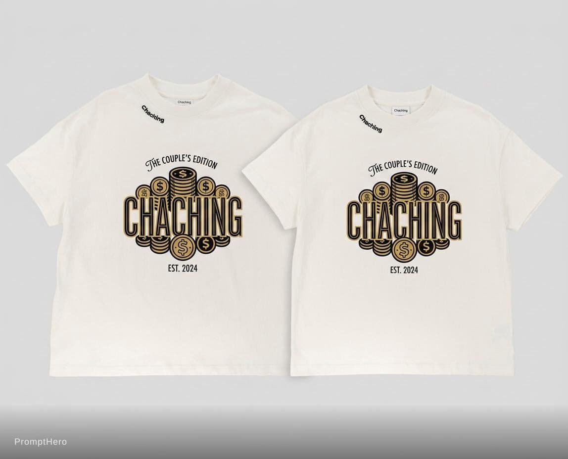 AI generated: White short-sleeved t-shirt, couple shirt