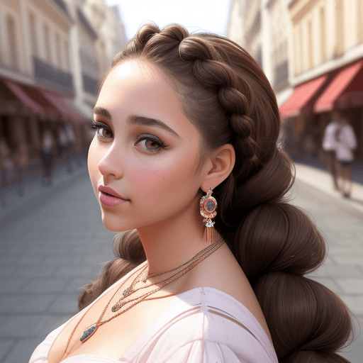 AI generated: a girl is getting a huge, french braided hair, brown eyes, beautiful face, cute, pretty face, makeup...