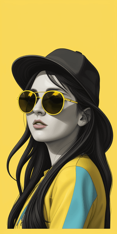 AI generated: an illustration of a girl wearing sunglasses and hat, in the style of mike deodato, bold and colorfu...