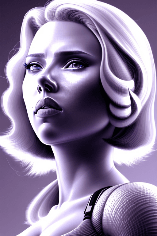 AI generated: A shockingly detailed monochromatic vector illustration of "Scarlett Johansson" unaliasing, in the s...