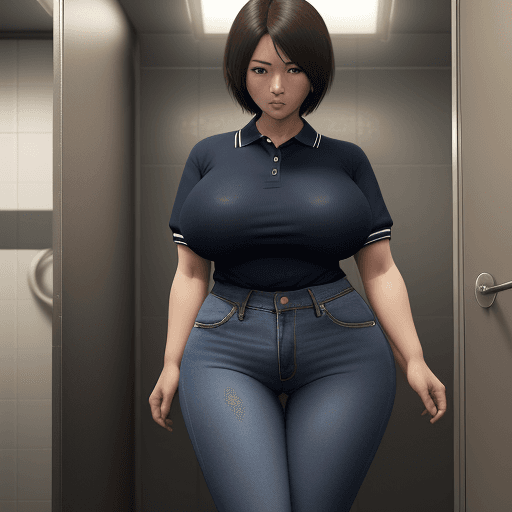 AI generated: ((public toilets)),)（Best Quality,8K,Raw photo,Realistic,High resolution:1.2),(sexy curvy japanese m...