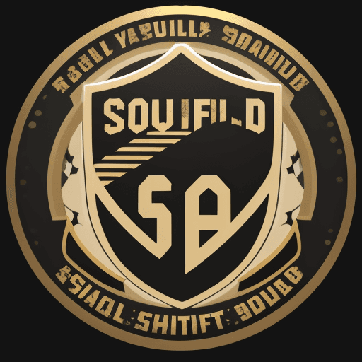 AI generated:  Realistic round shield shape logo for the soccer club "RayGun FC"((( a beautiful soccer ball minima...