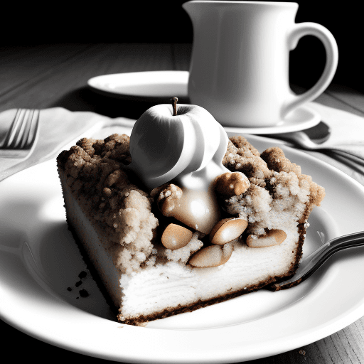 AI generated: black and white photo of apple walnut streusel coffee cake