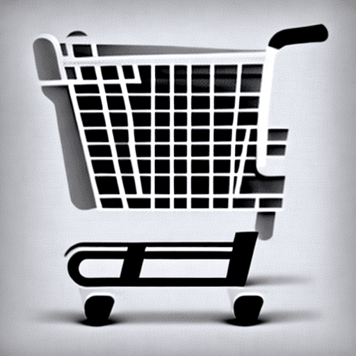 AI generated: Design a monochromatic vectorial synthesis of a shopping cart logo that captures the essence of conv...